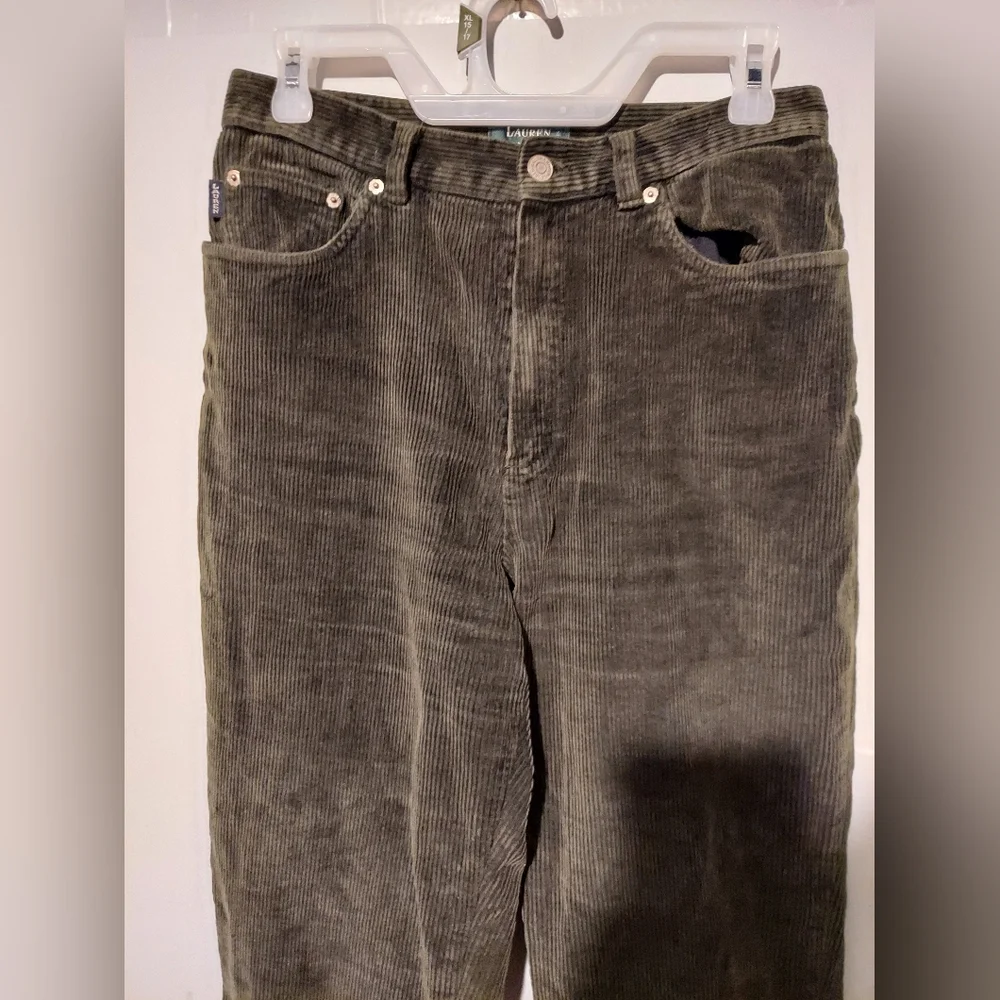 Vtg Y2K Lauren Ralph Lauren Green Corduroy Pants 8 Boho Old Money Preppy Goblin